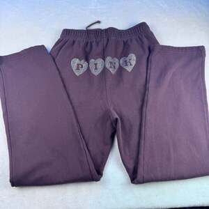 PINK Victoria's Secret bling on butt sweatpants wideleg brown